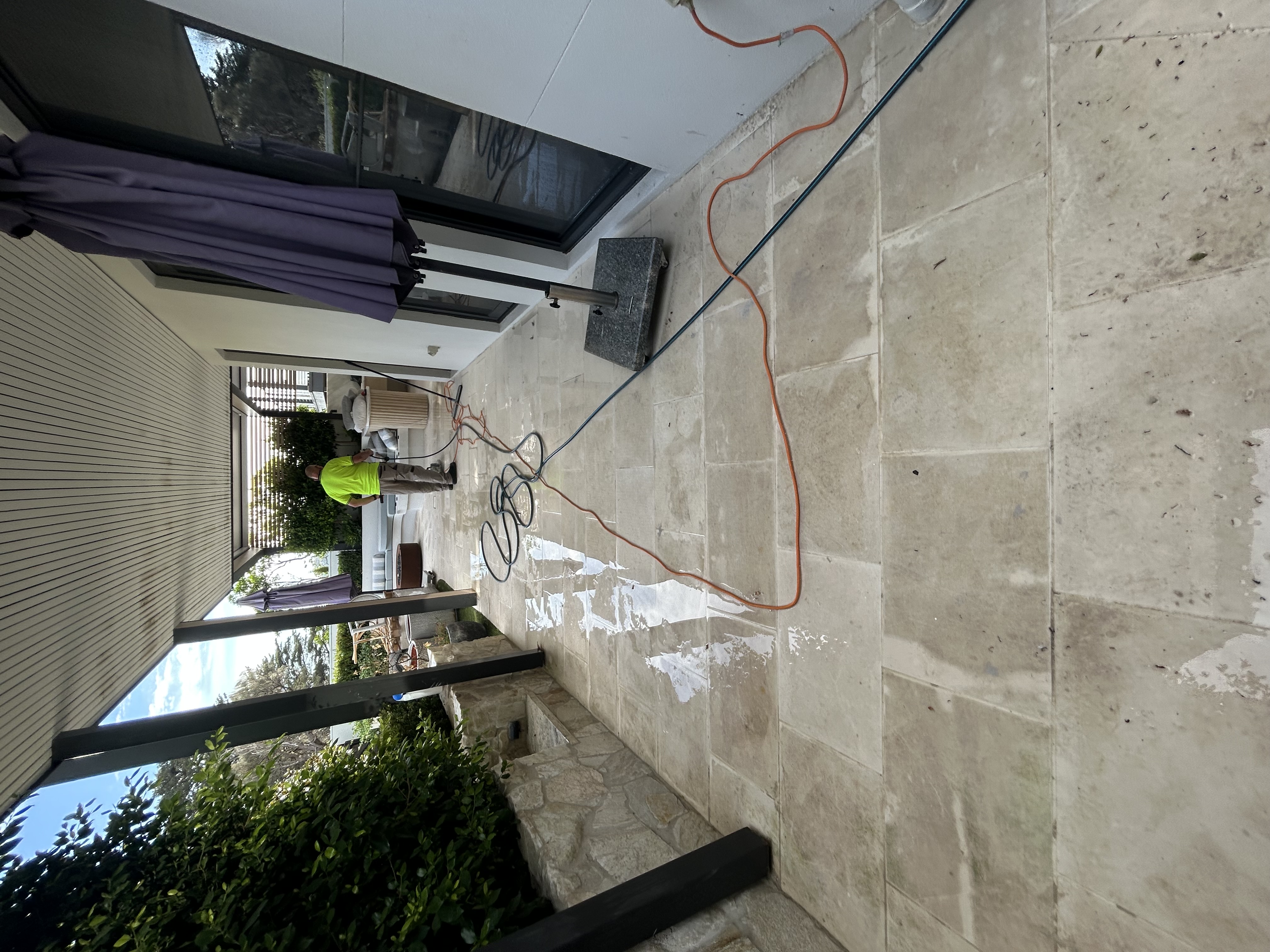 Damaged stone surface before restoration